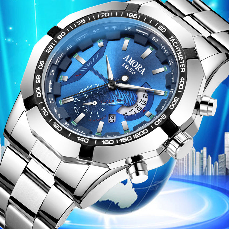 2025 new arrival: men's quartz watch - single calendar, luminous, stainless steel band, waterproof, wholesale - perfect for cross-border e-commerce and gifting