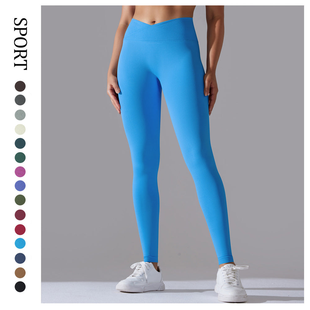 Fashion cross-border seamless tight yoga pants women's cross high waist peach butt lifting sports pants breathable quick-drying fitness pants
