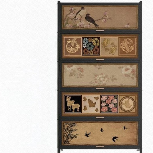 Medieval style locker dustproof bookcase wall-mounted all-in-one locker living room storage cabinet iron art storage storage