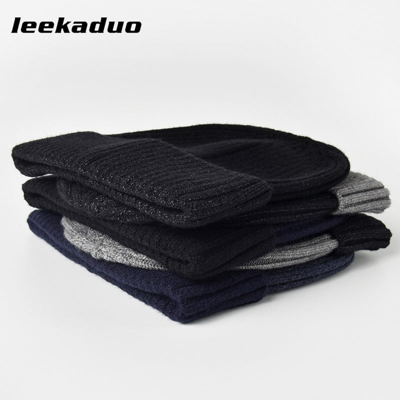 Rabbit velvet core-spun yarn knitted hat winter new men's and women's warm wool hat crimped hat outdoor dome pullover hat