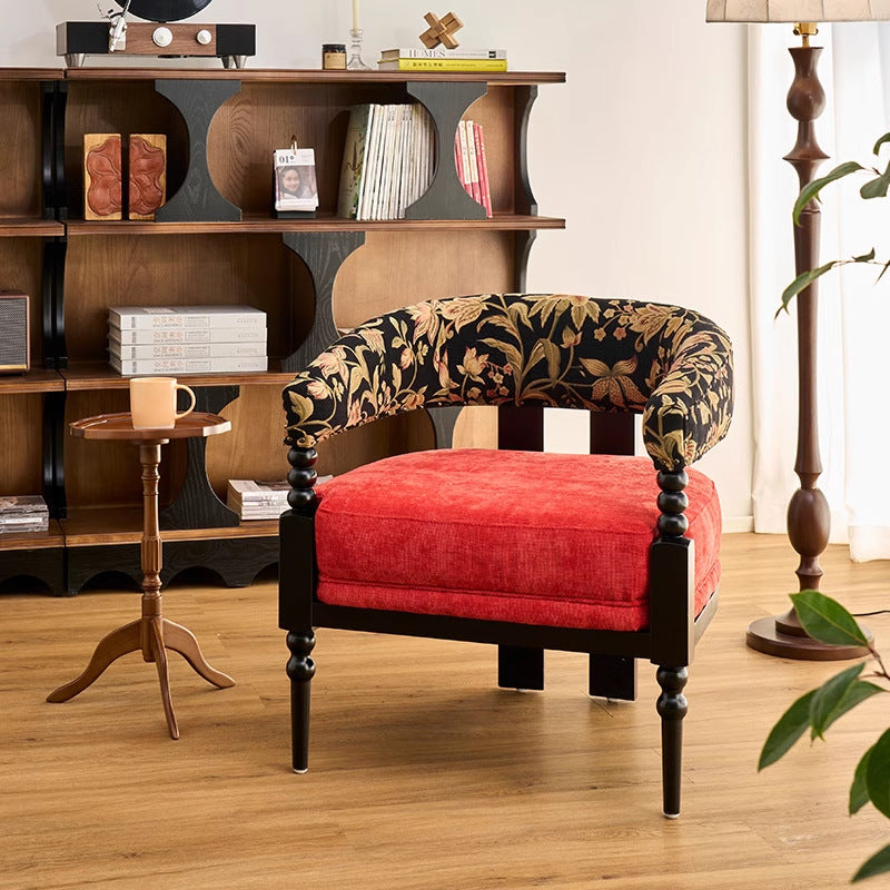 French retro single sofa chair balcony lazy single chair designer style living room fabric casual chair medieval lounge chair