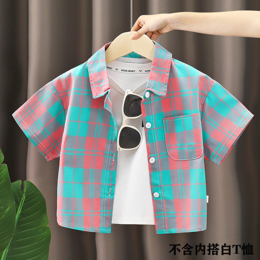 Kids' shirts: new  styles for boys - stylish cotton plaid shirts for spring and autumn. fashionable turn-down collar cardigans for toddlers and young children
