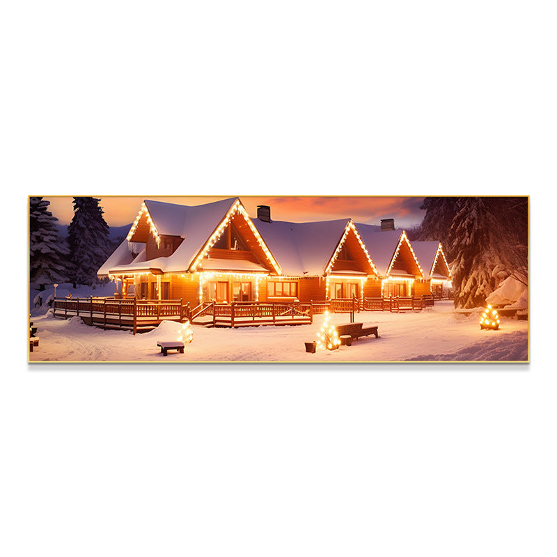 Farmyard Northeast Snow Scene Decorative Painting Rural Folk Scenery Wall Painting Iron Pot Stew Restaurant Light Box Hotel Hanging Painting