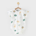 Baby short-sleeved one-piece jumpsuit summer thin khaki newborn pure cotton clothes triangle romper baby