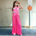 new european and american style girls' suit vest top + wide-leg pants - european and american cross-border children's outfit set