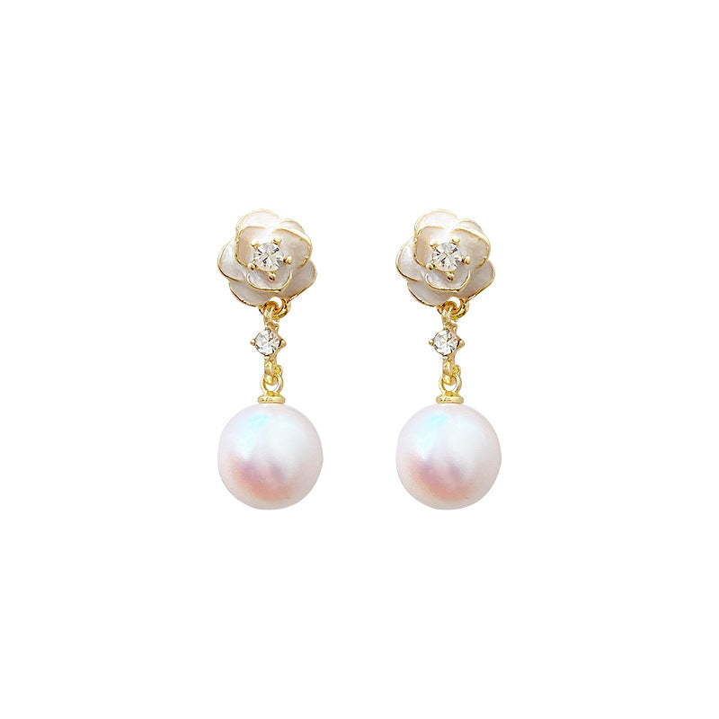 Camellia gentle fragrance pearl new arrival earrings spring and summer accessible luxury tassel classy hot french earrings for women