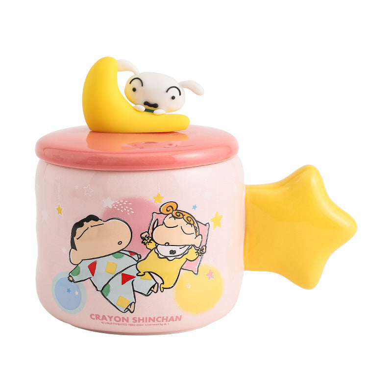 Crayon Xiaoxin Creative Mug Lid Gift Box Personalized Couple Water Cup Cartoon Ceramic Cup Coffee Cup Milk