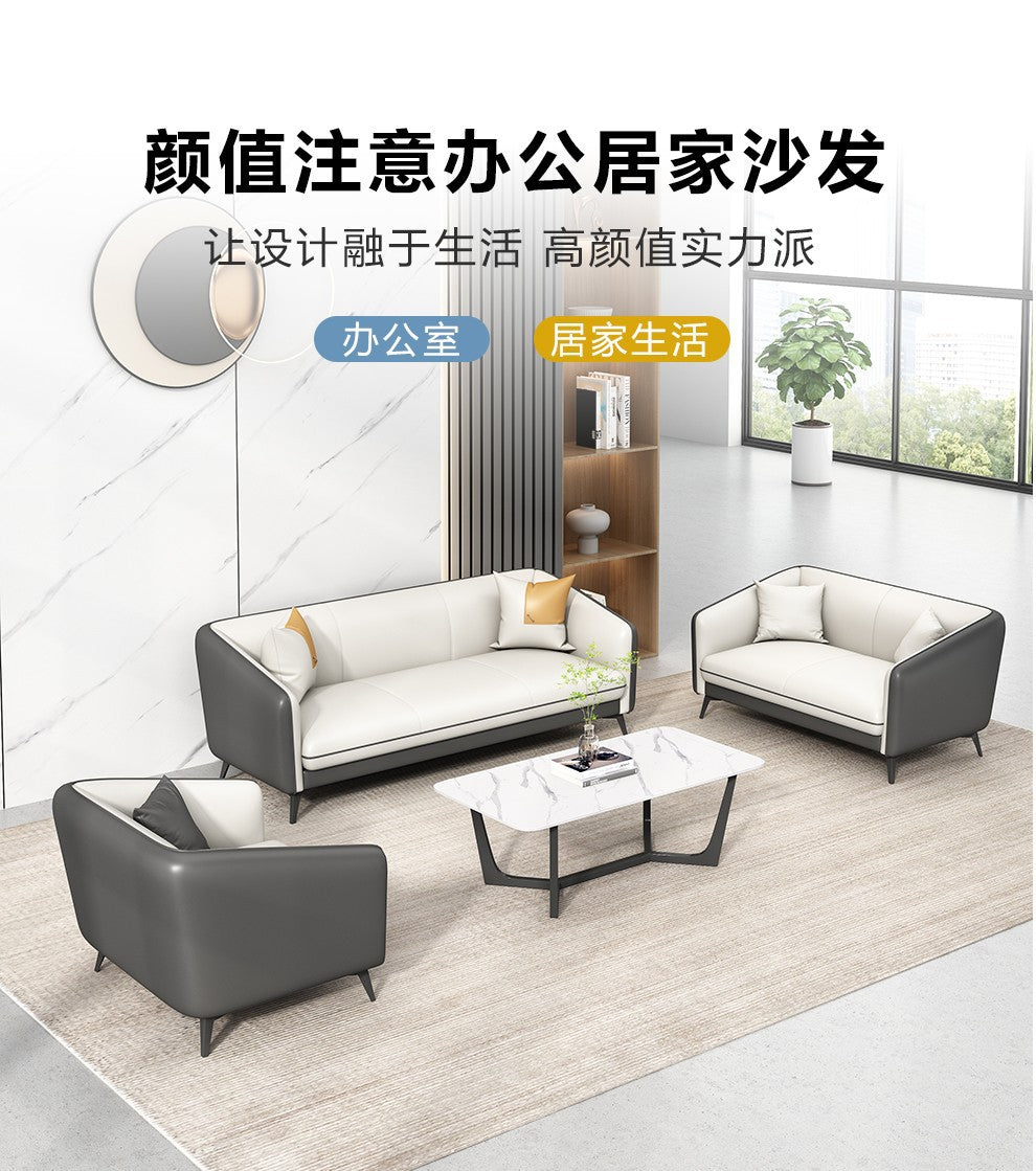 Modern minimalist office sofa and coffee table set - ideal for business reception, client meetings, and executive lounges