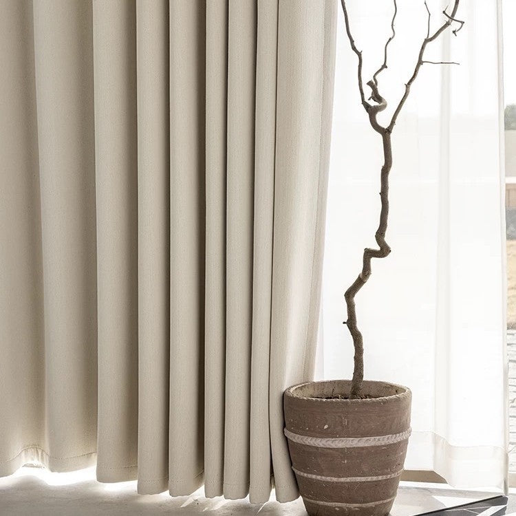 Double-sided chenille curtains, fully blackout, bedroom, high-end, cream style, whole house finished curtain fabric, shaoxing keqiao cloth