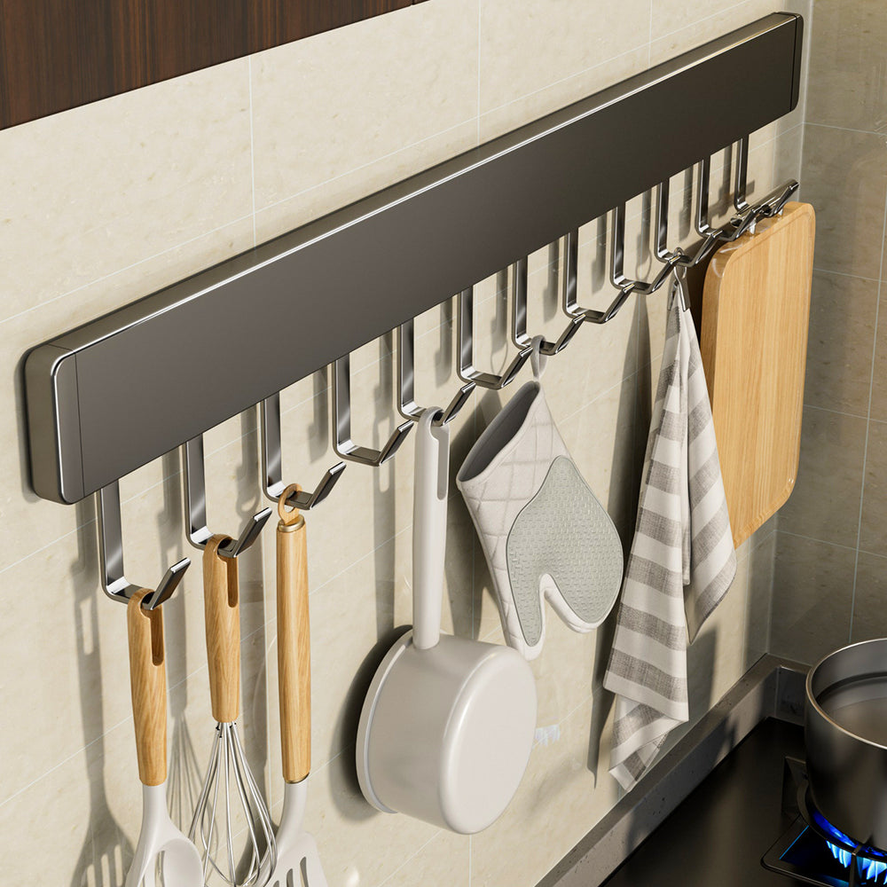 Kitchen punch-free hook wall-mounted door rear movable storage rack spatula spoon kitchen utensils wall-mounted storage rack