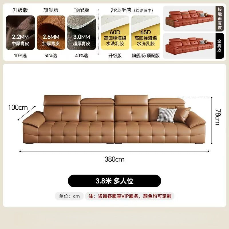 2025 new large apartment villa genuine leather sofa high back lawrence sofa italian light luxury genuine leather sofa