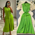 Chanel-inspired, high-end vintage v-neck sleeveless single-breasted cinched waist crochet knit dress - spring/summer 2025 collection
