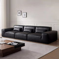 Italian normcore summer picture full leather sofa big black cow straight row house tofu block large flat floor living room sofa
