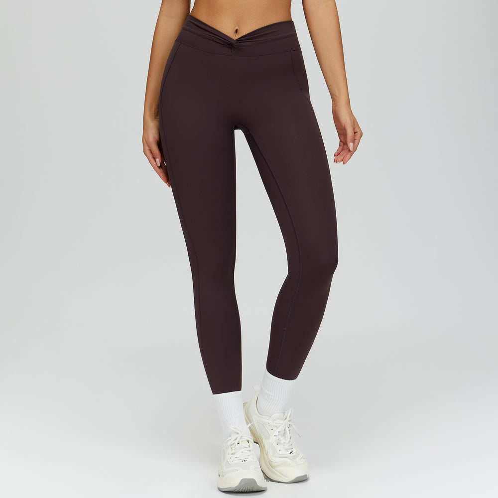 nude feel tight yoga pants cross high waist twist fitness pants outdoor running exercise pants 4514