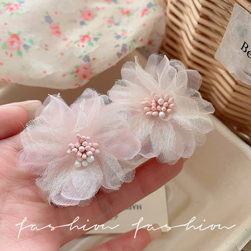 Pink rose stud earrings for women, 2025 new arrival, ethereal fabric earrings, cute, sweet, high-end, and elegant ear accessories