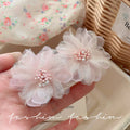 Pink rose stud earrings for women, 2025 new arrival, ethereal fabric earrings, cute, sweet, high-end, and elegant ear accessories
