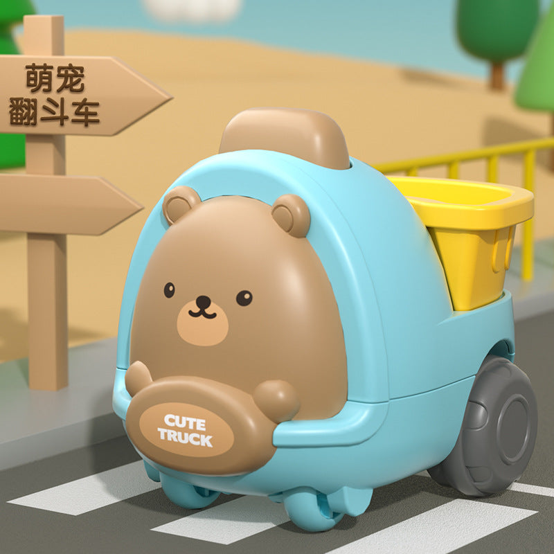 Mini cartoon inertia car - cute pet, educational toy for kids, baby inertia toy car, construction vehicle for little boys