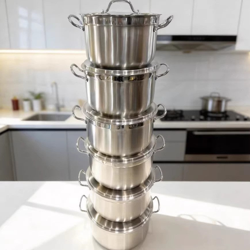 export stainless steel 6pcs pot suitthickened large capacity stainless steel pot