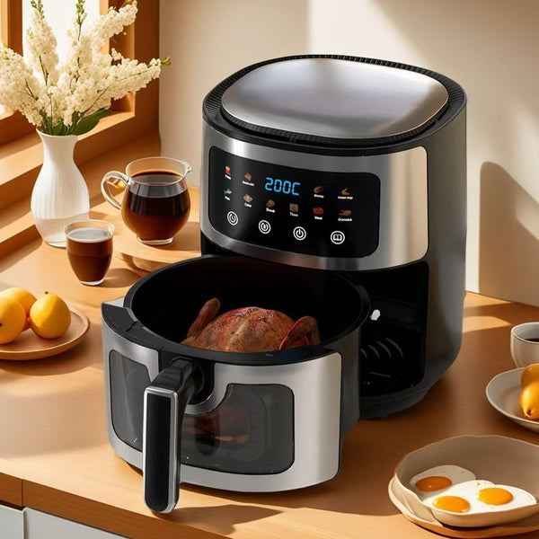 Intelligent visual stainless steel air fryer, European and American  110V household multi-functional oven French fries machine