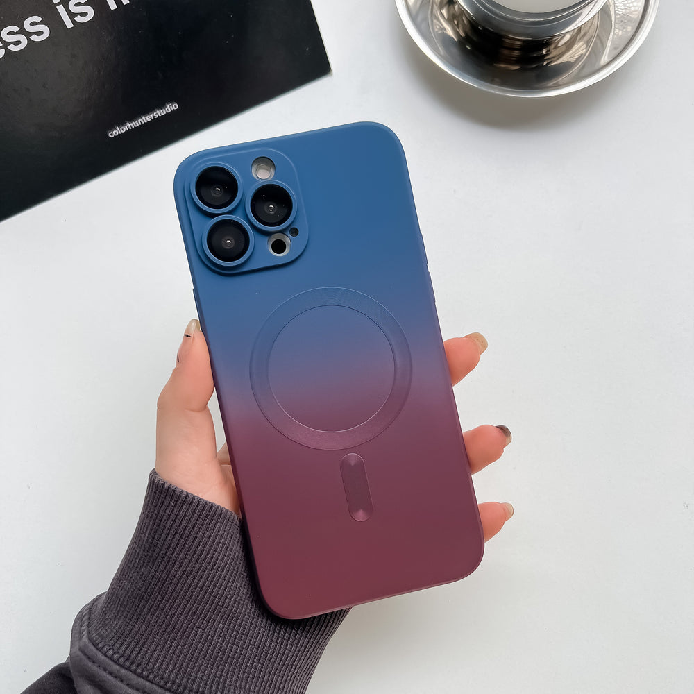 Wholesale iphone 17 two-tone magnetic charging phone case with apple 16 lens film liquid silicone protective cover and magnetic attachment