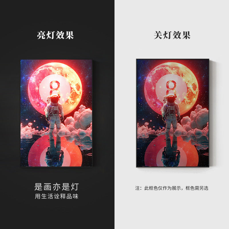 Trend billiard room luminous decorative painting imitation abyss mirror cyberpunk astronaut hanging painting billiard hall luminous lamp painting