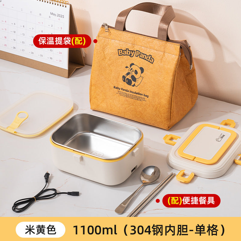 304 stainless steel electric lunch box - perfect for students and office workers. keeps food hot, microwave-safe, and portable
