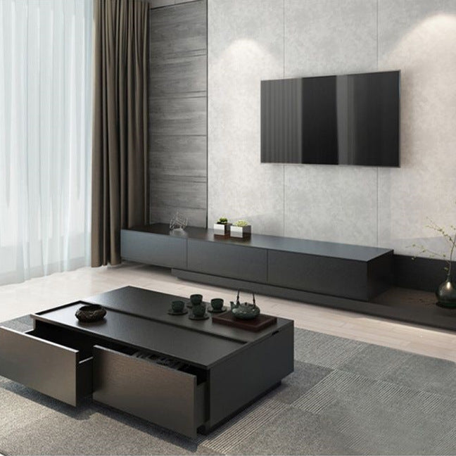 Minimalist extendable tv stand - space-saving, floor-standing coffee table for small apartments - modern, light luxury floating floor cabinet for living room