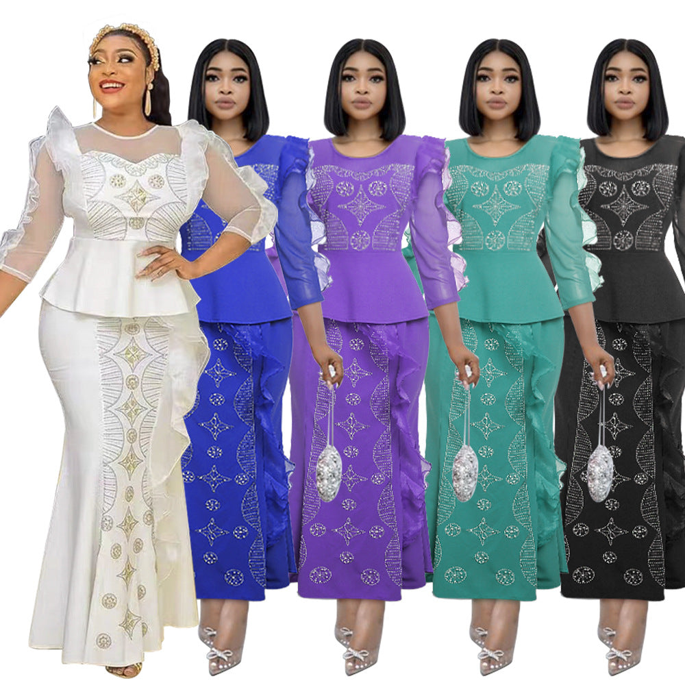 Fashionexport african women's clothing  private server socialite silmdresstwo-piece settopsskirt