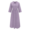 new women's casual cotton linen solid color loose-fit dress for cross-border