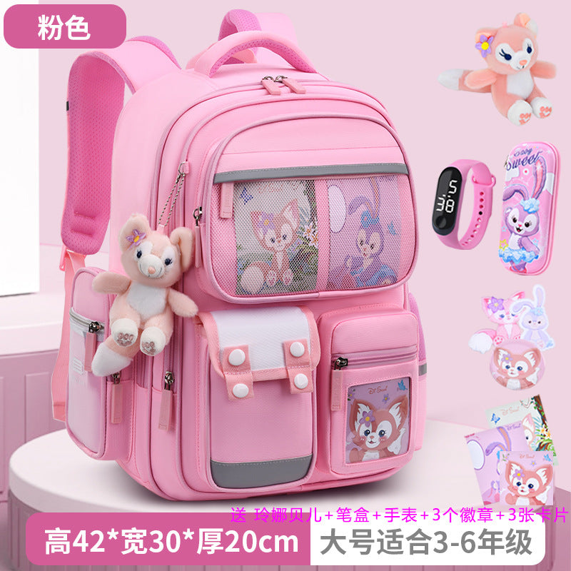 2026 new school backpack for girls, grades 1-6: lightweight, ergonomic, and spine-protecting backpack for elementary school students