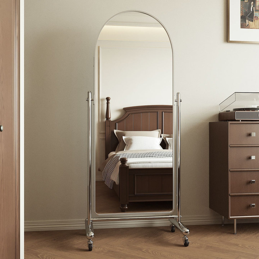 Influencer-style full-length mirror for home bedroom, freestanding, portable dressing mirror, stainless steel slimming mirror, large mirror for dancing