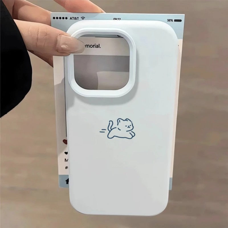Cute simple drawing kitten suitable for iphone17promax korean style gentle style apple 16 mobile phone protective case