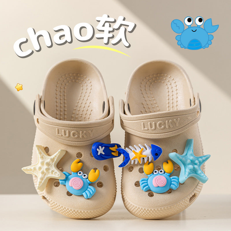 "cloud-like comfort: boys' and girls' cartoon clogs - thick-soled, non-slip, outdoor sandals for kids - new summer collection"