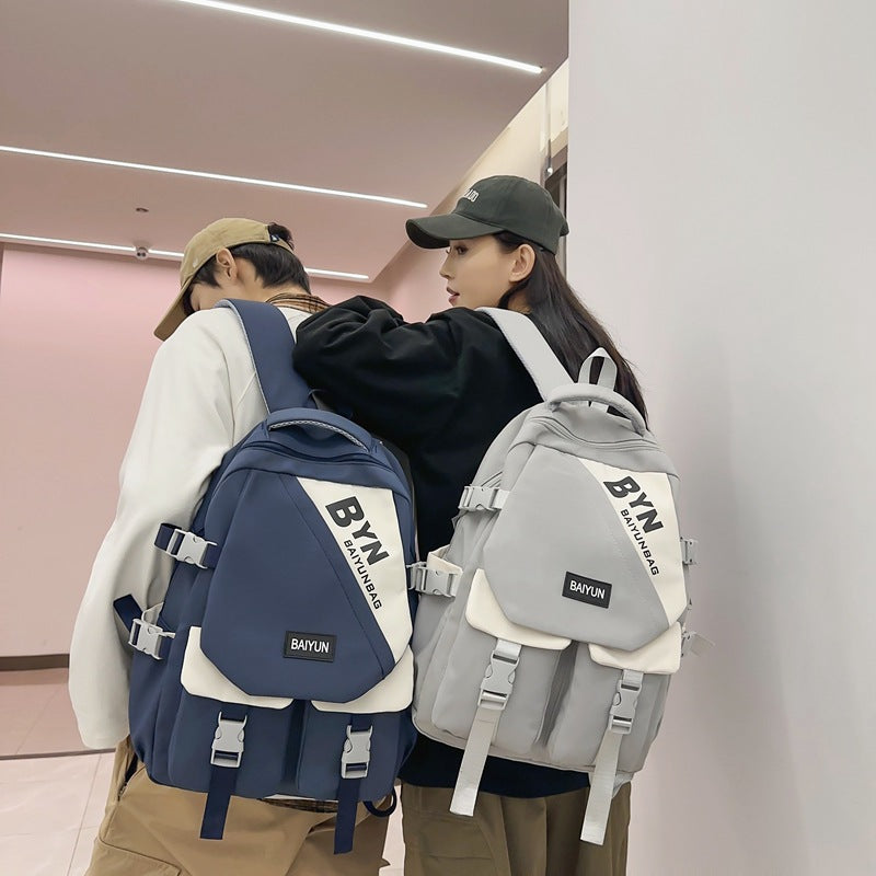 Burden reduction spine protection capacity Strong backpack Lightweight waterproof Simple high school backpack Junior high school schoolbag Women