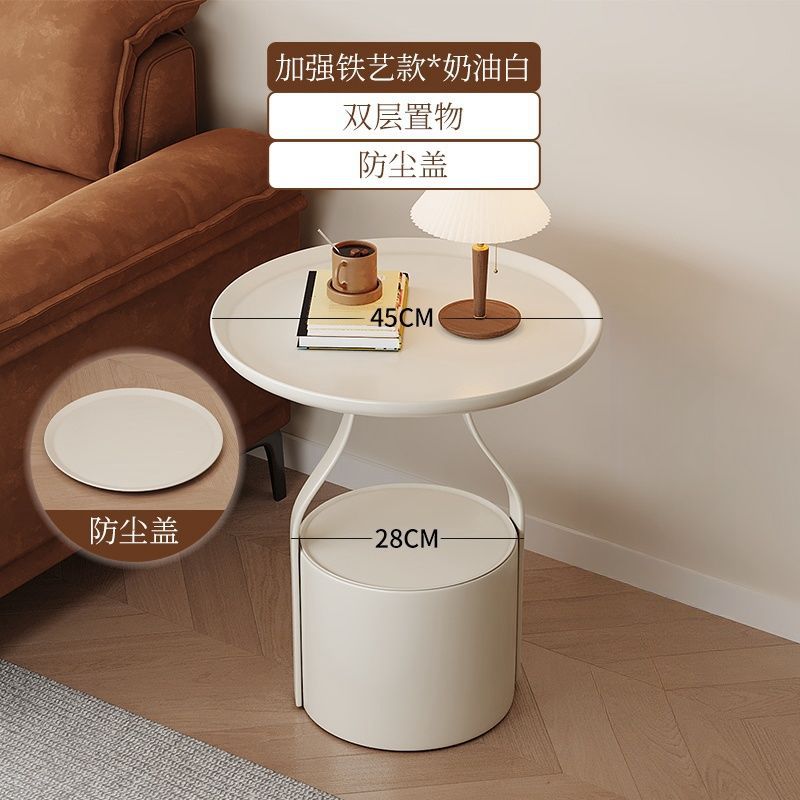 Accessible luxury sofa coffee table movable coffee table small apartment casual bedroom bedside study storage rack balcony round table