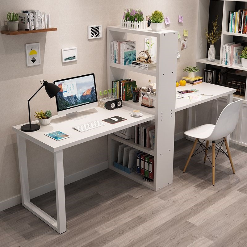 Minimalist computer desk, light luxury desk with bookshelf combination, double desk, student and children's writing desk with integrated bookshelf