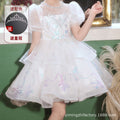 girls' high-end formal dress, luxury niche princess dress, children's piano recital bowknot puff sleeve dress