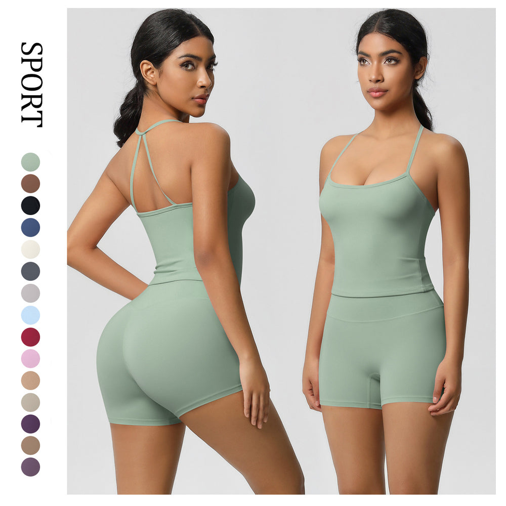 new arrivalpure color suspender beautiful back sports bra suithigh waist hip lifting running fitness yoga suit for women