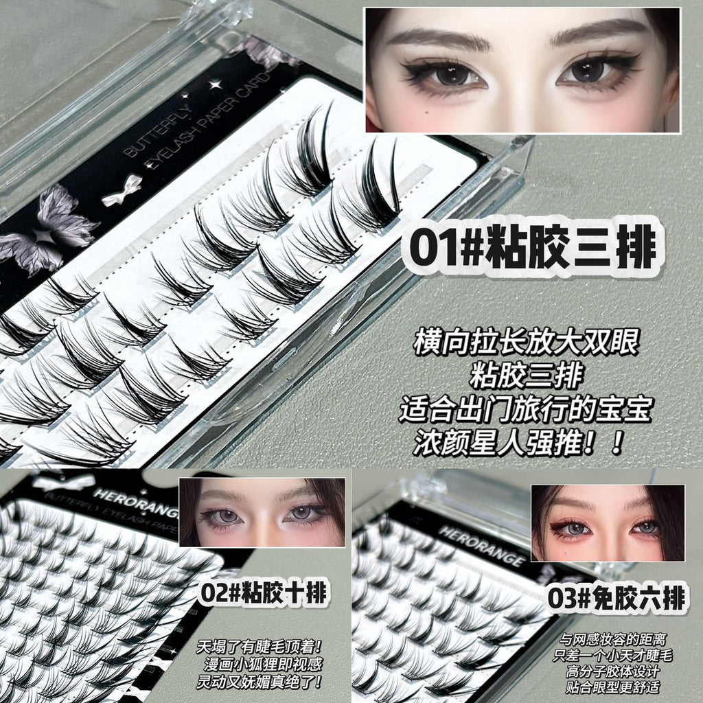 HERORANGE~ false eyelashes natural simulation single-cluster segmented end-of-eye elongation lazy self-adhesive glue-free false eyelashes