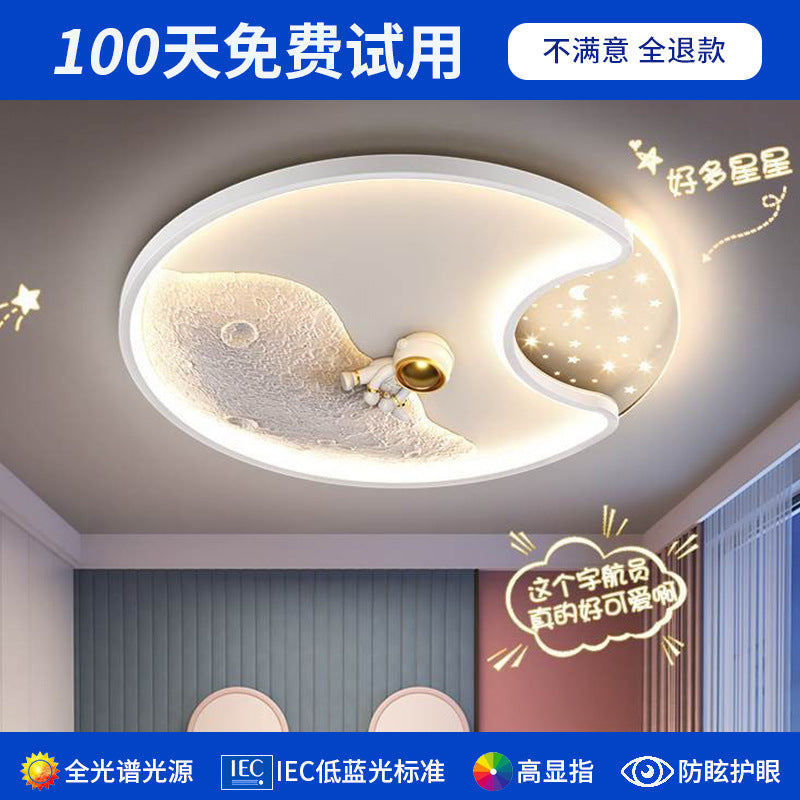 Children's room eye protection full spectrum astronaut ceiling light, boys and girls bedroom room warm lighting LED lamps