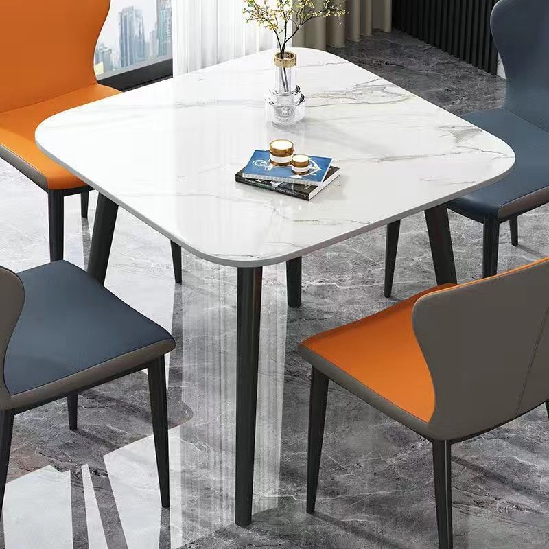 Italian imported glossy sintered stone dining table - square, compact, casual reception & negotiation table - trending home dining table