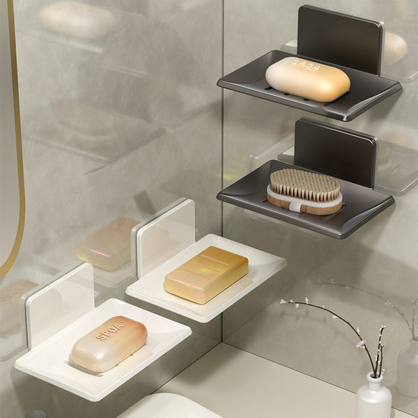 Gun gray bathroom soap box creative drain space aluminum non-punching soap dish bathroom rack wall mounted