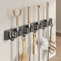 Blue vine mop wall mount clip - no drilling required - bathroom broom holder, mop rack organizer with large hook