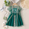 european and american spring/summer ins-style girls' mesh cardigan + camisole dress set - cross-border exclusive