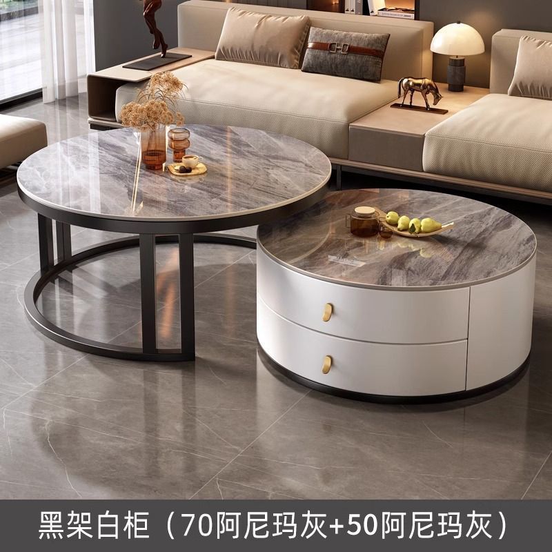 New arrivalaccessible luxury coffee table living room for homecasual modern small apartment classy table round slate popular retractable