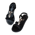 new cross-border e-commerce  dropshipping manufacturer wholesale women's bohemian floral rhinestone flat sandals