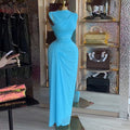 European and american cross-border women's fashion:  autumn new arrival - elegant, designer, ruched, slim-fit, solid color, long dress