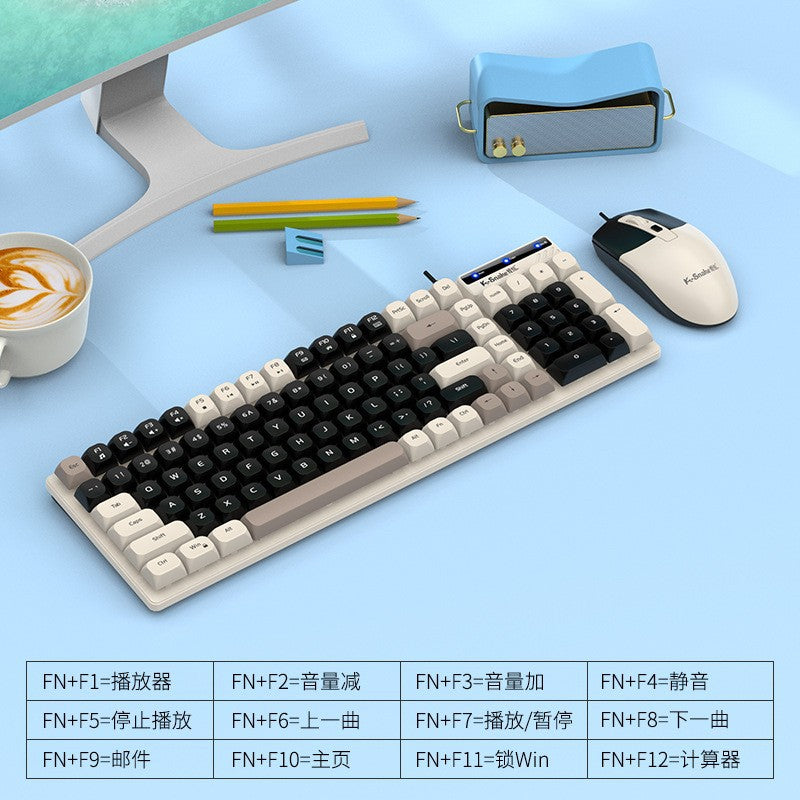 Viper km100 wired keyboard and mouse combo - mechanical feel, color matching, usb, for office, pc, and laptop