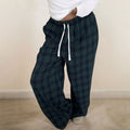 cross-border e-commerce european and american style versatile casual plaid trousers - spring/summer elastic waist casual pants