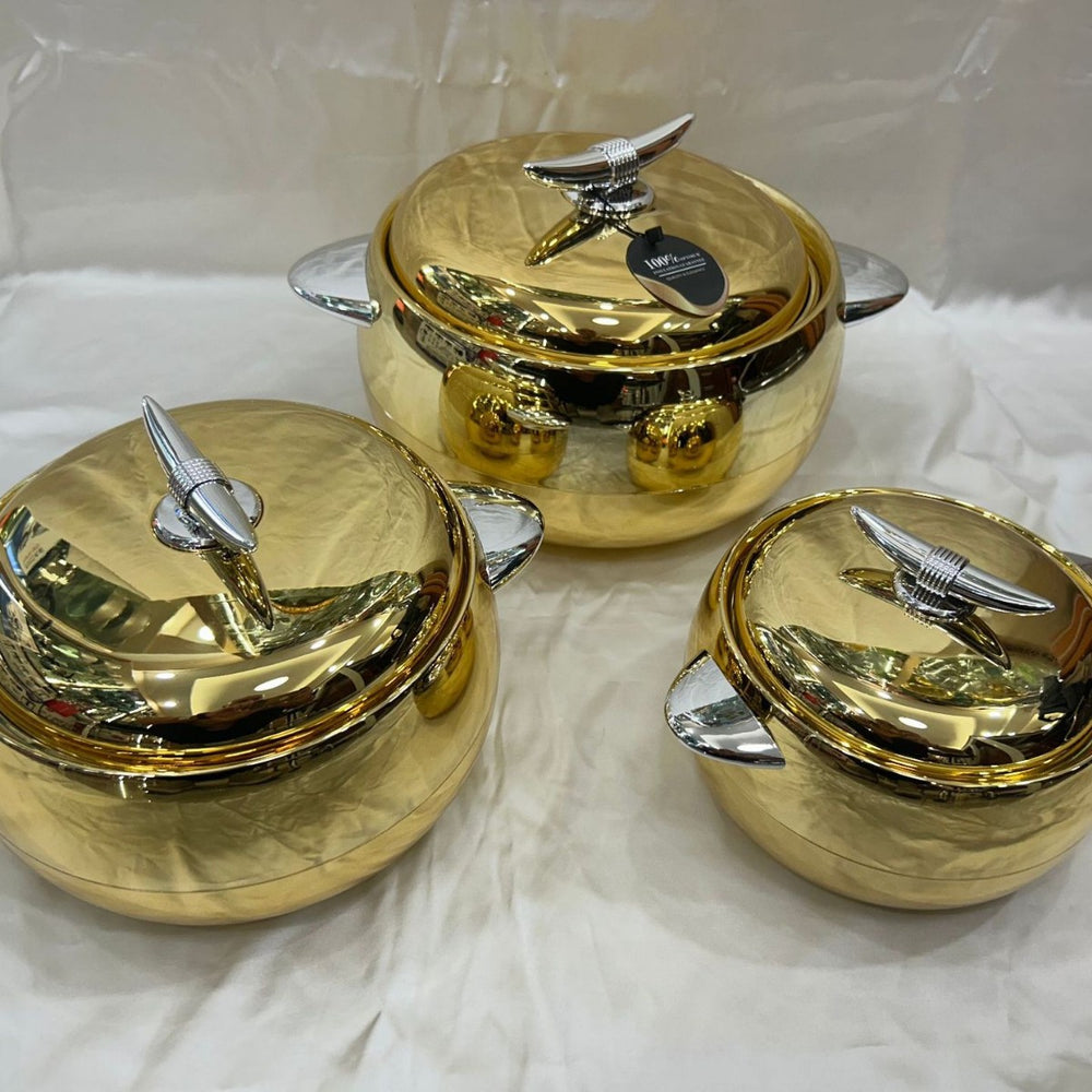 3pcs gold-plated and silver-plated 3-piece thermal insulation box 1l-2l-3.5l